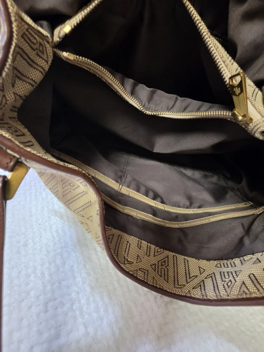 Vintage Lauren Ralph Lauren Monogram Jacquard Hobo Shoulder Bag - Very Good